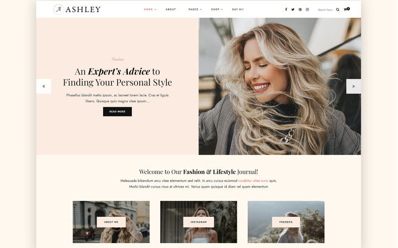 Ashley – Un thème de blog WordPress pour un style de vie personnel