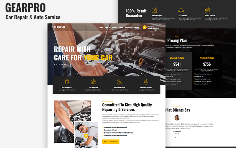 Gearpro - Plantilla de página de destino HTML5 para reparación y servicio de automóviles