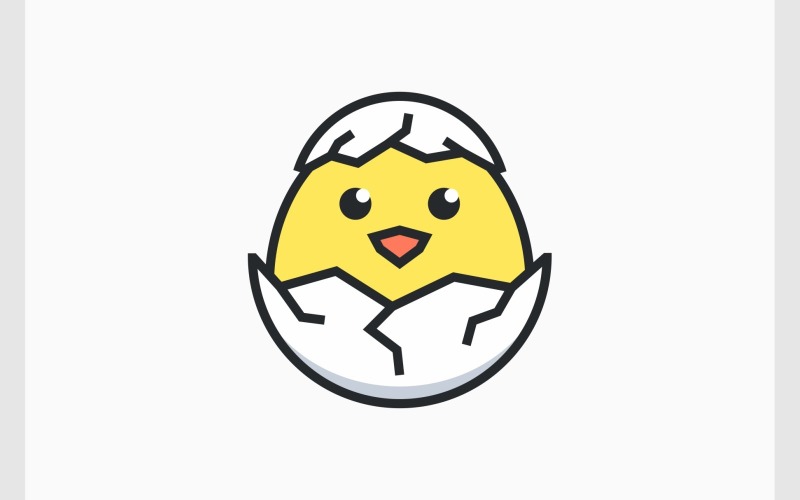 小鸡孵蛋卡通标志