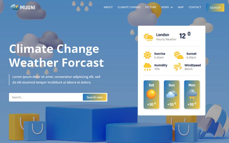 Mugni – Wettervorhersage HTML5-Website-Vorlage