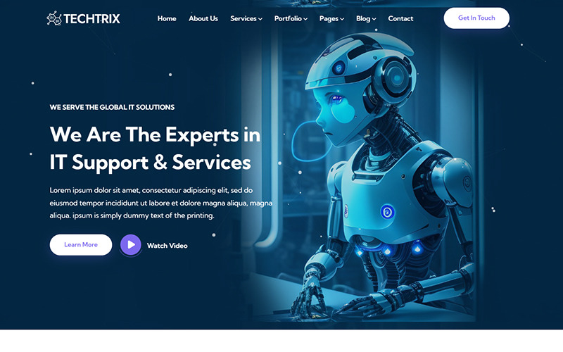 Techtrix -适用于新兴IT公司和技术解决方案的HTML5适应性网站模板