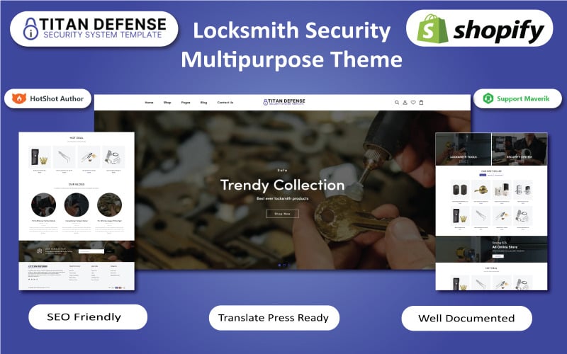 泰坦防御-锁匠 & 安全系统产品Shopify主题