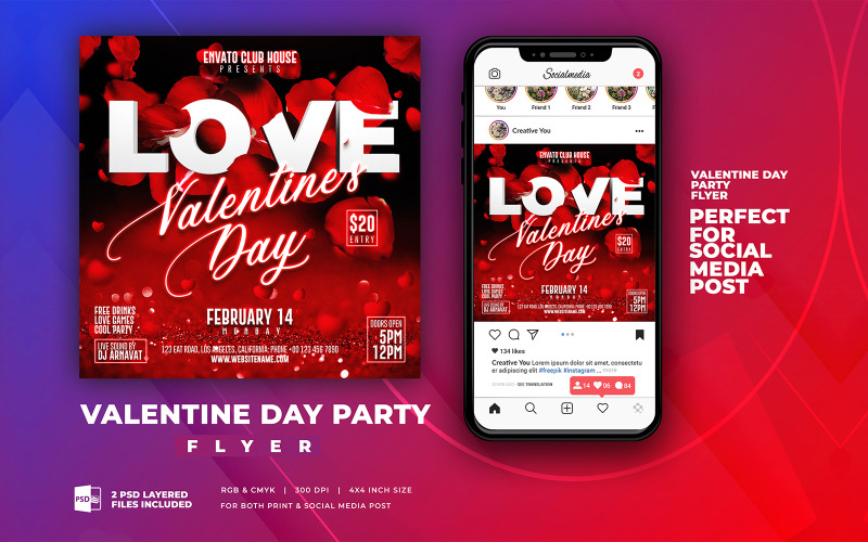 Valentine Red Flyer Template