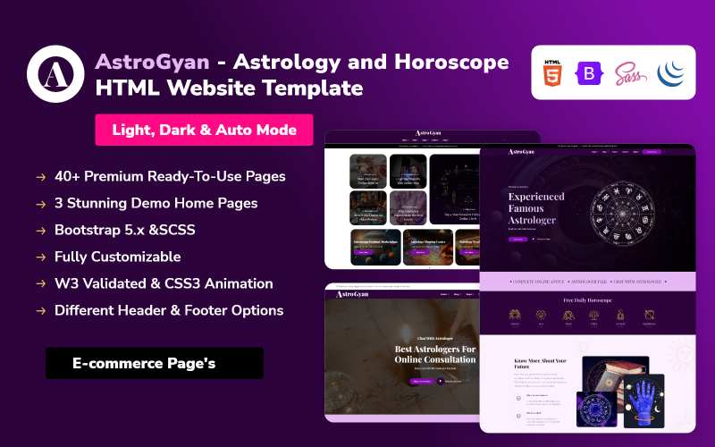 AstroGyan - Modèle de site Web HTML d'astrologie et d'horoscope