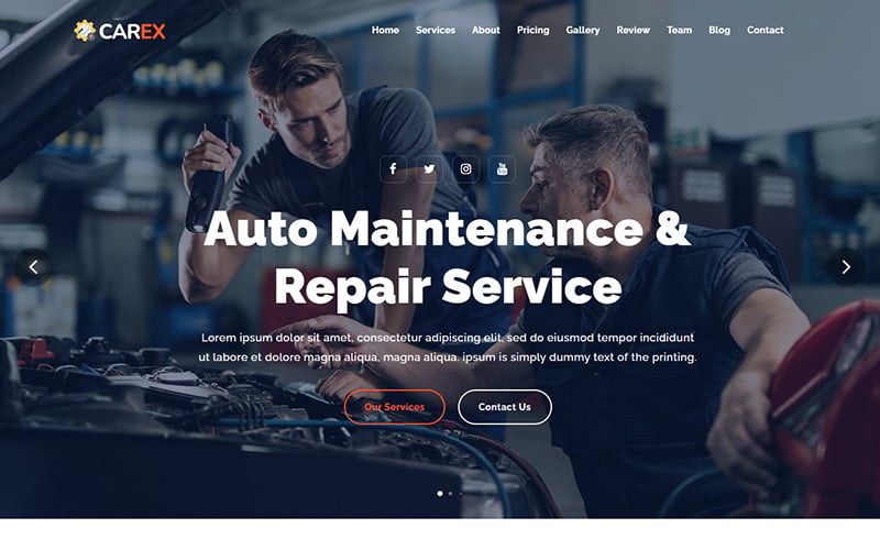 Carex -汽车维修和汽车服务登陆页面模板