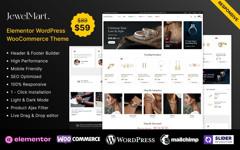 JewelMart - Tema WooCommerce di Gioielli e moda Elementor