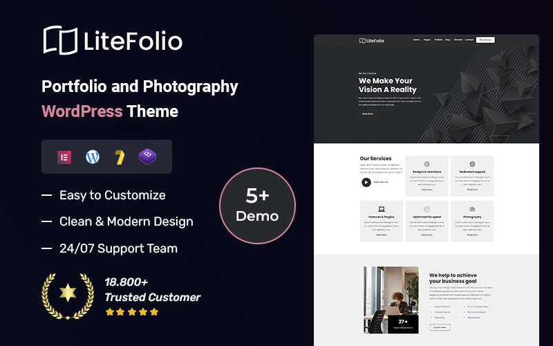 Litefolio – Portfólió és fényképezés WordPress téma