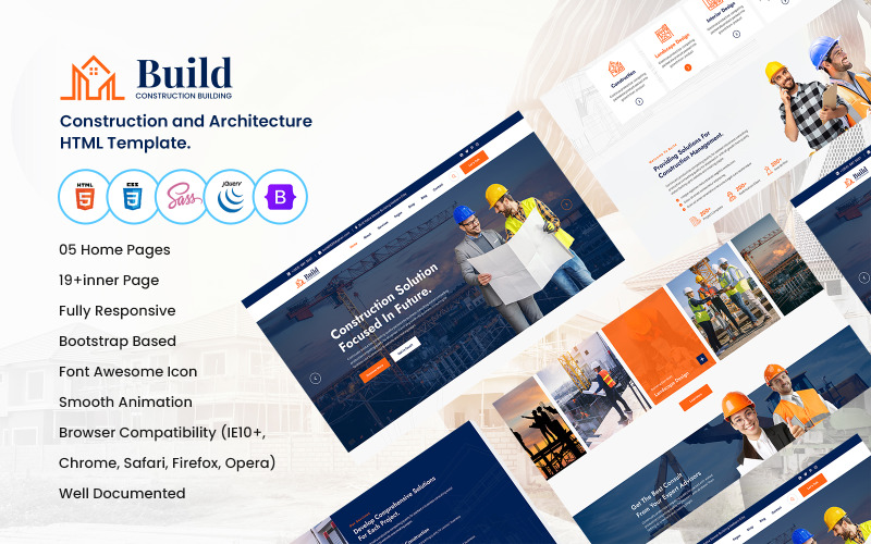 Build - Modelo HTML de construção e arquitetura.