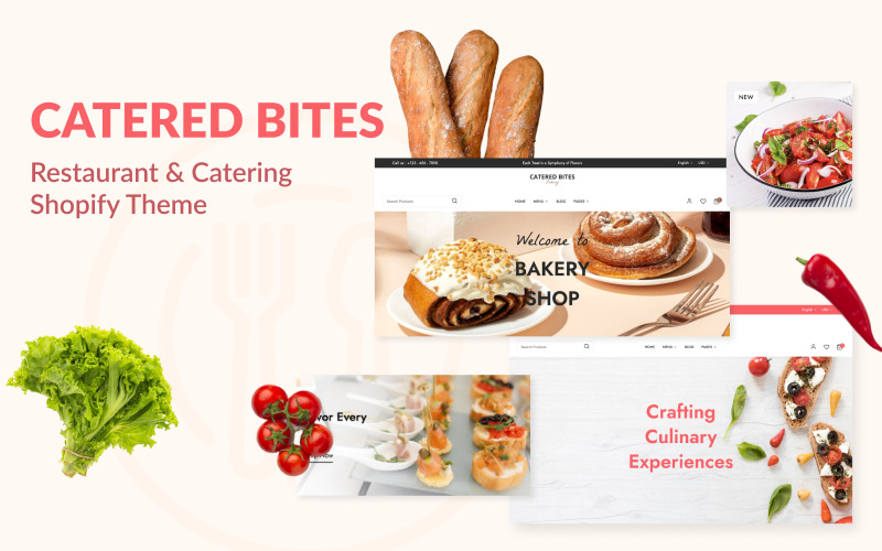 Catered Bites - Restaurang & Catering Shopify-tema