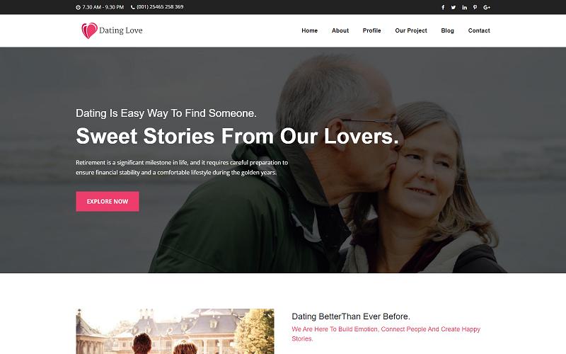 Modelo HTML de amor e namoro