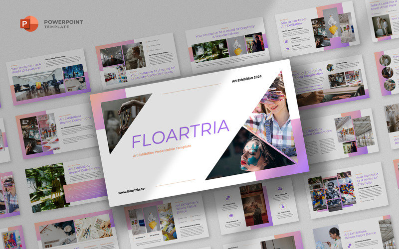 Floartria - Konstutställning Powerpoint-mall