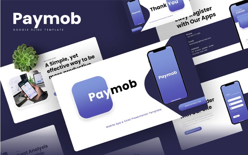 Paymob – mobilalkalmazás és SAAS Google Slides sablon