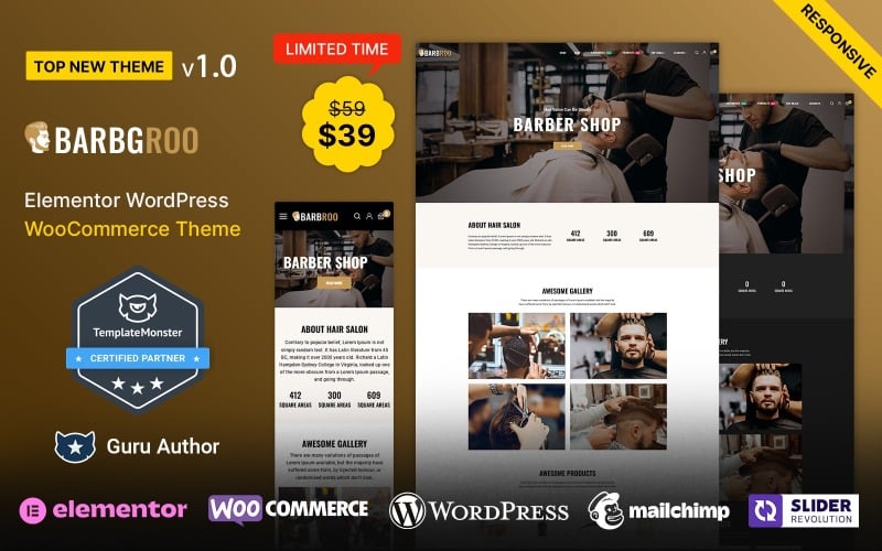 Barbroo - Tema WordPress Elementor para salão de cabeleireiro e barbearia