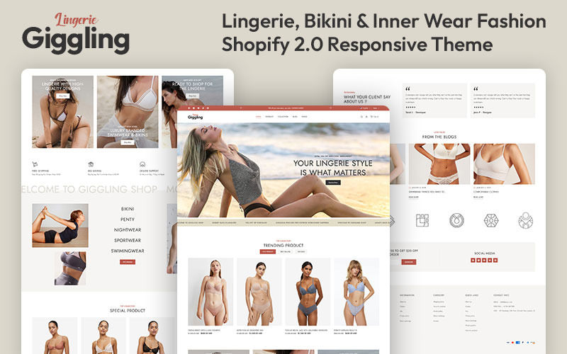 Giggling - Negozio di moda di lingerie, bikini e abbigliamento interno Multiuso Shopify 2.0 Tema reattivo