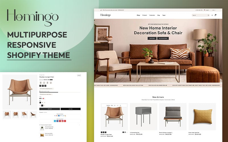 Homingo - Modern Ev İç Dekorasyonu ve Mobilya Çok Amaçlı Shopify 2.0 Duyarlı Teması