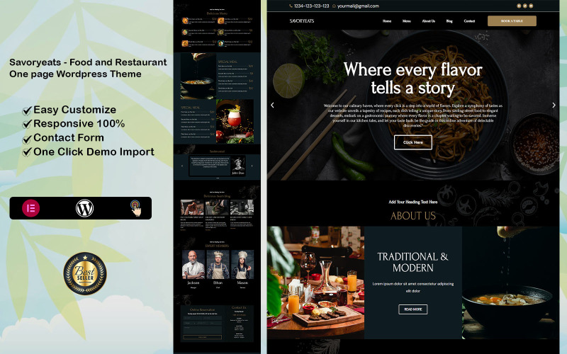 Savoryeats - Mat och restaurang WordPress-tema