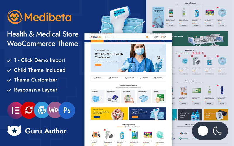 Medibeta -医疗保健和医疗商店的响应主题Elementor WooCommerce