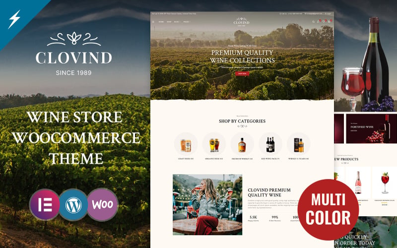 Clovind -葡萄酒，酒类商店和葡萄园WooCommerce主题