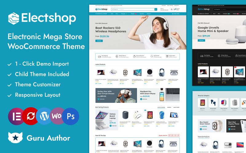 Electshop -多功能电子商店Elementor WooCommerce响应主题