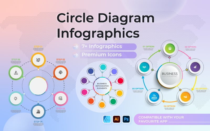 Infografía de elementos de diagrama circular