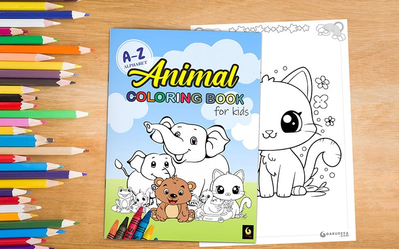 Libro da colorare stampabile - Impara l'alfabeto - Serie di animali