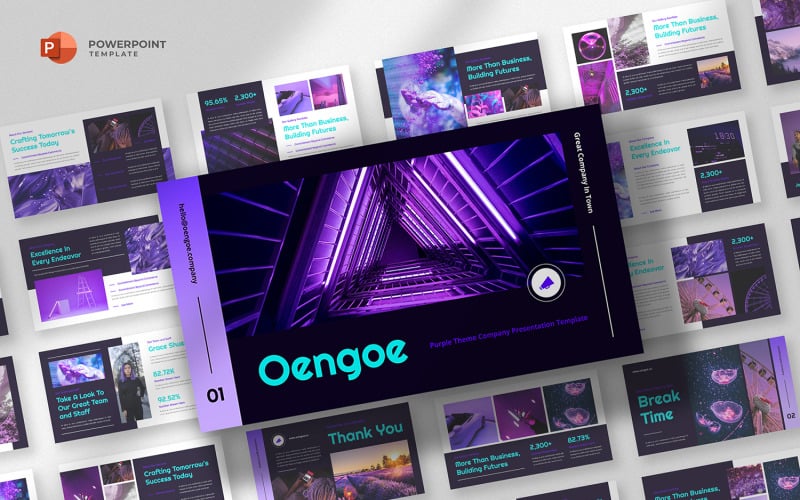 Oengoe - Black & Purple Powerpoint模板