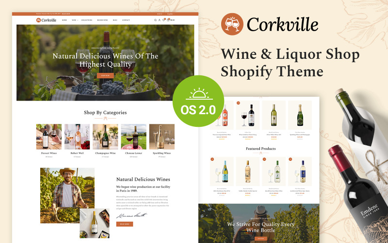 Corkville -响应式Shopify主题2.0为葡萄酒和酒类商店