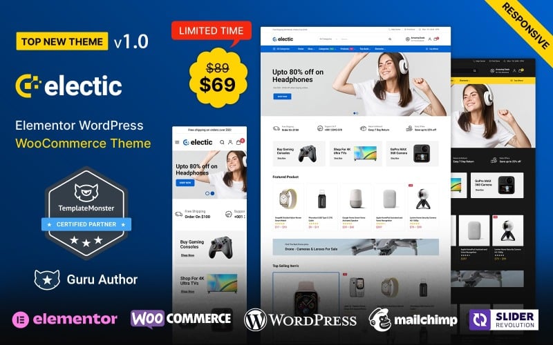 Electic – obchod s elektronikou a počítači a technologiemi Elementor WooCommerce Theme