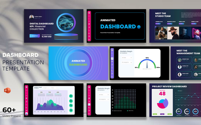 Geanimeerd dashboard PowerPoint-presentatiesjabloon