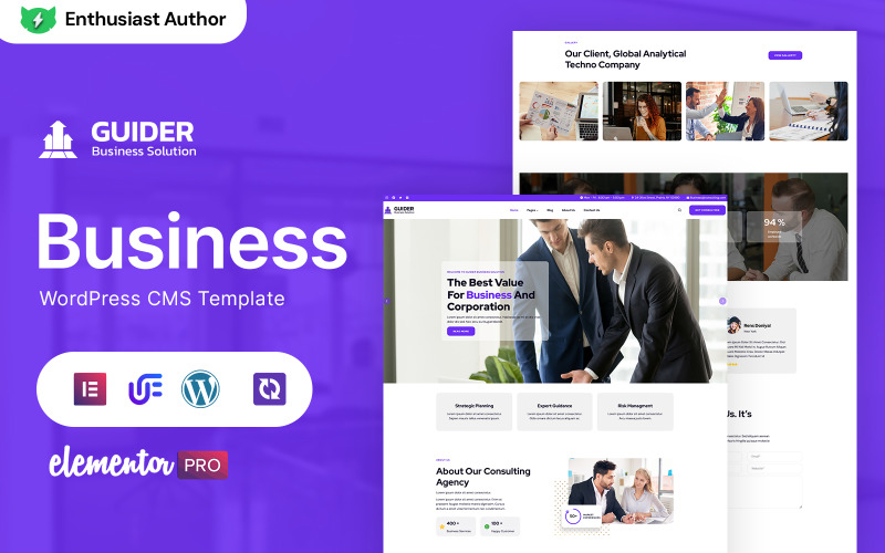 Guider - WordPress Elementor主题为咨询，商业和服务
