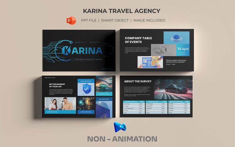 Modello di presentazione PowerPoint animato per agenzia di viaggi Karina
