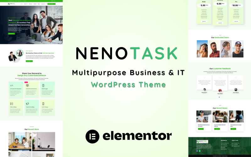 Nenotask — тема WordPress для многофункциональных бизнес- и ИТ-решений Elementor