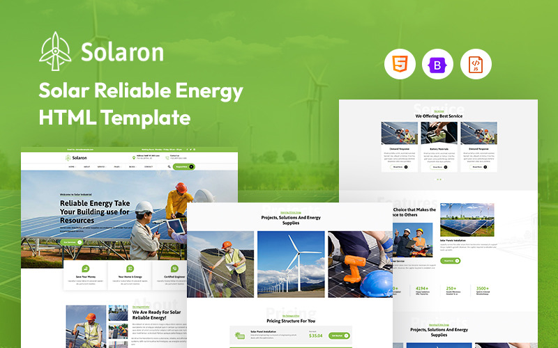 Solaron – Modèle de site Web pour l’énergie solaire fiable