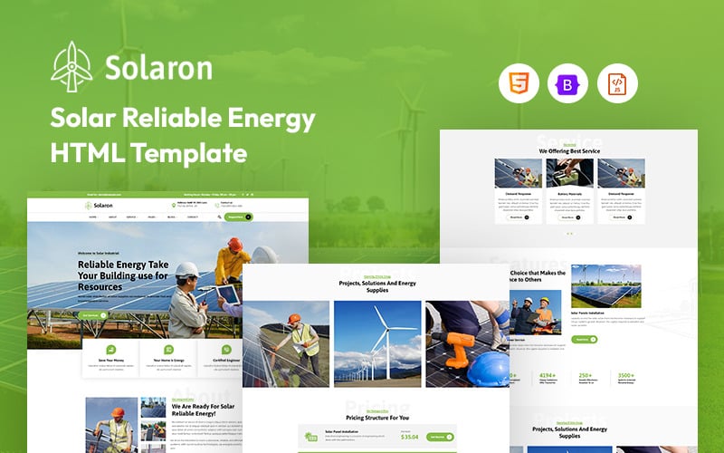 Solaron – шаблон веб-сайту про надійну сонячну енергетику