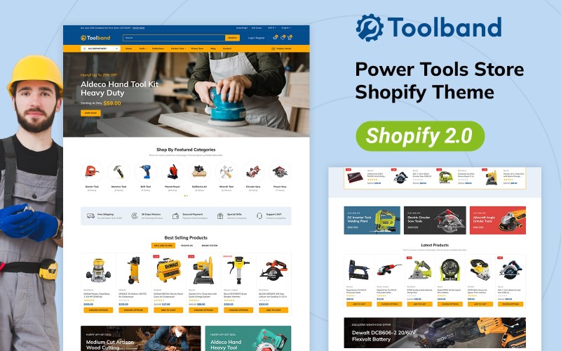 Toolband – Адаптивна тема для магазину багатоцільових інструментів Shopify 2.0