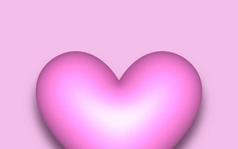 Corazón 3D vector rosa claro con una sombra