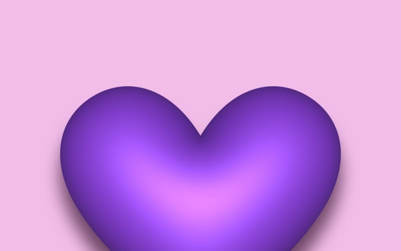 Фіолетовий вектор 3D серце з тінню