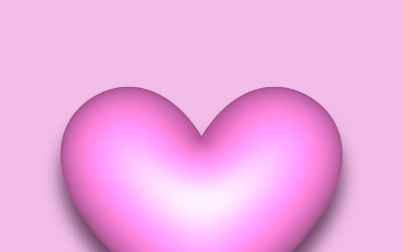 浅粉色矢量3D心脏与阴影
