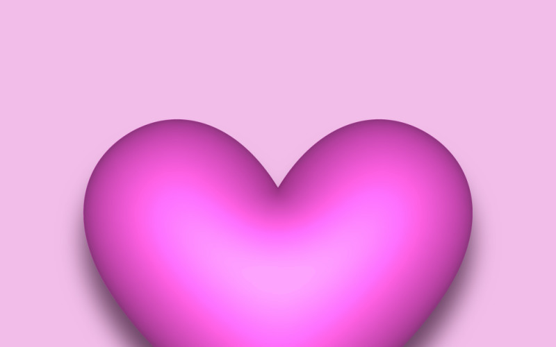 Růžové vektorové 3D srdce se stínem