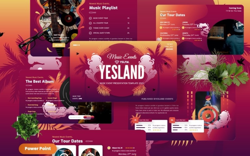 Yesland - Powerpoint-mall för musikevenemang
