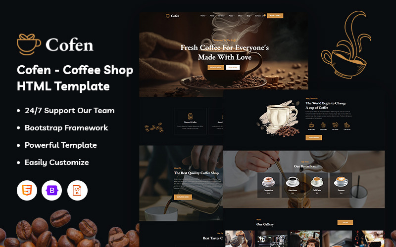 Cofen – šablona webu kavárny