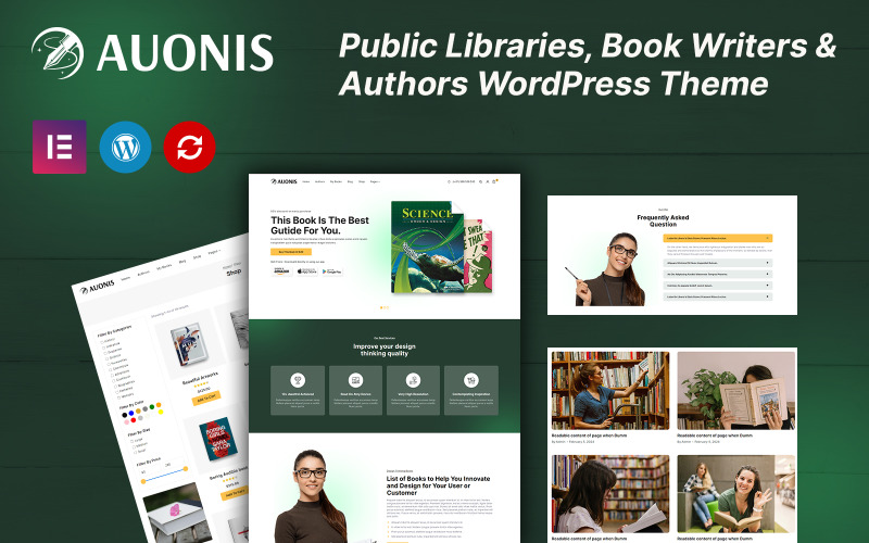 Auonis — motyw WordPress dla bibliotek publicznych, autorów książek i autorów