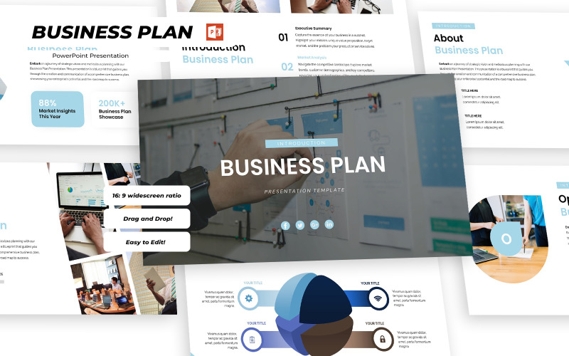 Affärsplan - PowerPoint-presentationsmall för företag