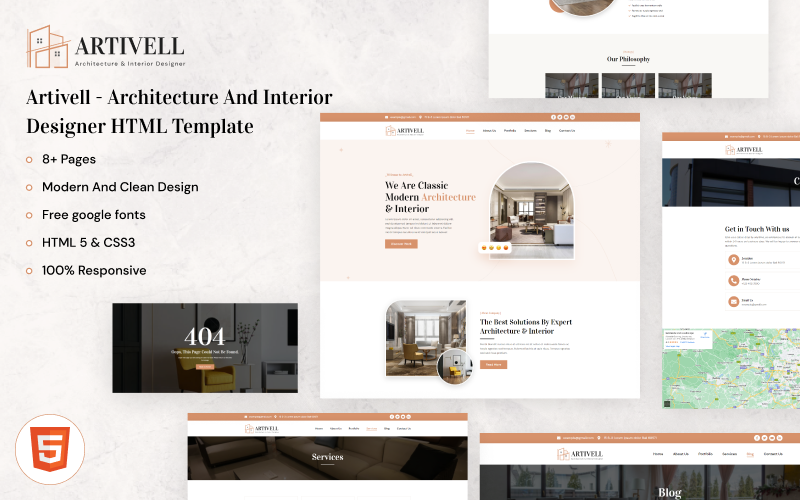 Artivell - HTML šablona pro architekturu a interiérový designér