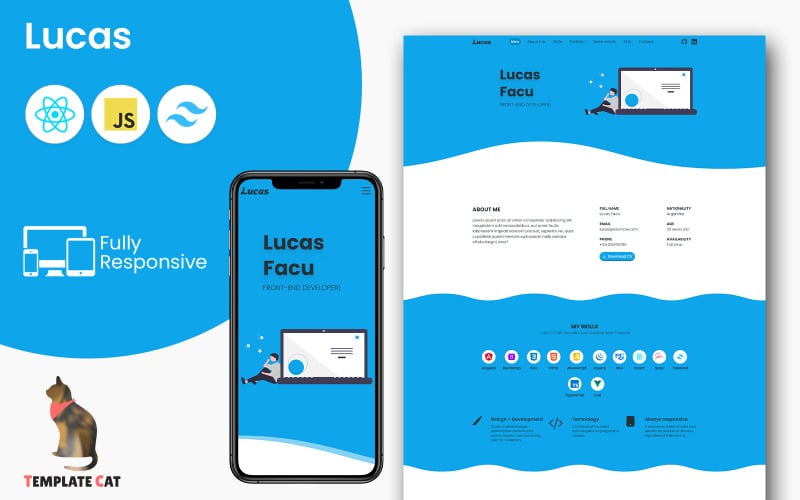 Lucas - Persoonlijk portfolio | Sjabloon voor bestemmingspagina's | Reageren - Tailwind-CSS