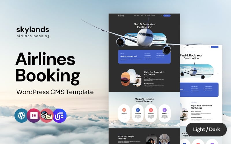 Skylands - Thème WordPress Elementor polyvalent pour billets d'avion