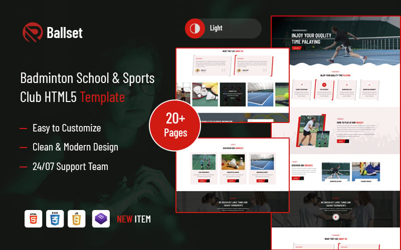 羽毛球学校和体育俱乐部的HTML5模板