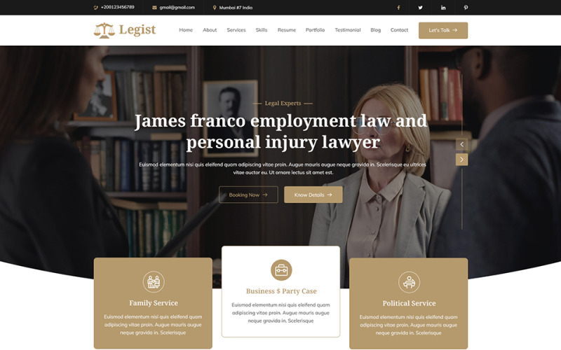 Legist -法律和律师个人作品集模型.