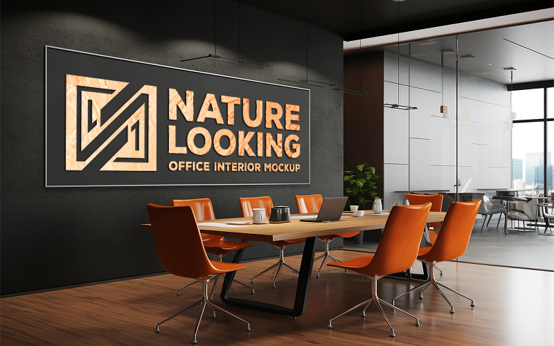 Макет офисной стены | стеклянный макет офиса | макет офисной доски | макет логотипа на стене