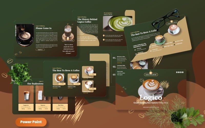 Logico - Powerpoint-sjabloon voor koffieshop